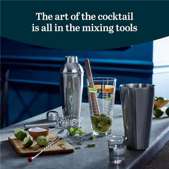 Cocktail Shaker Set 9 Piece Bartender Kit Home Bar Tools Muddler Strainer - Picture 2 of 7